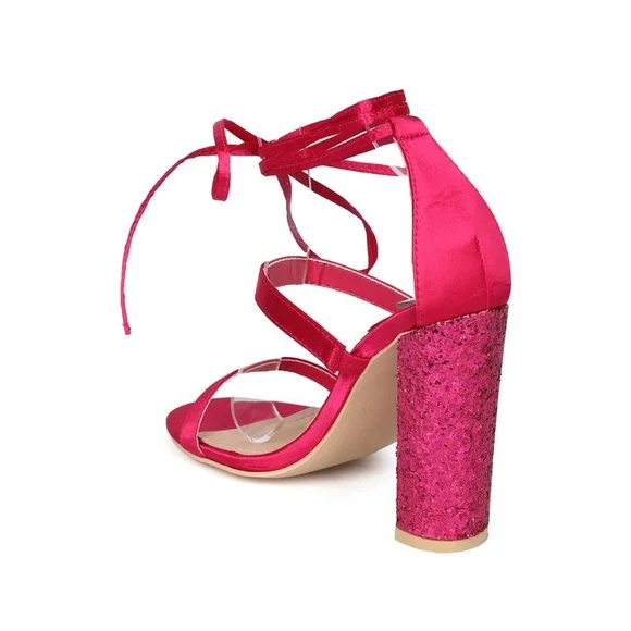 Fuchsia glitter satin heel - Picture 4 of 5